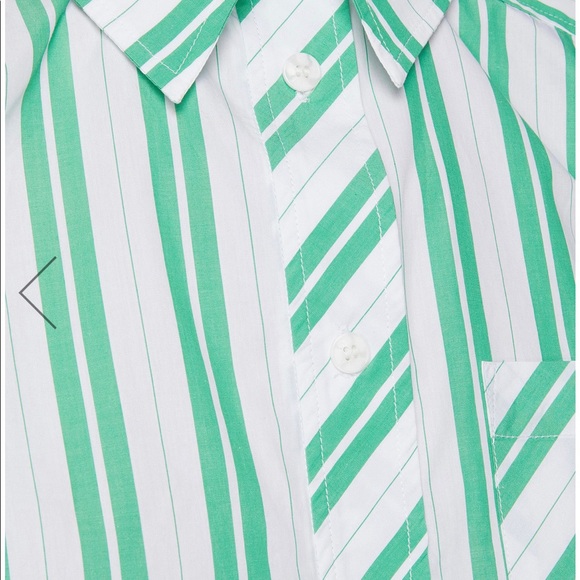 GANNI WRAPAROUND BELT STRIPE ORGANIC COTTON SHIRT - Picture 7 of 7